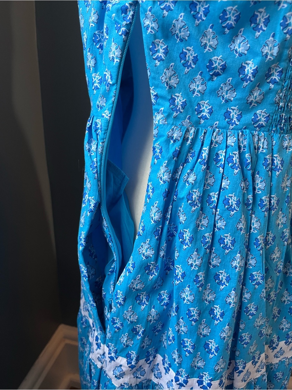 Block Print Cotton Tiered Midi Dress - Picture 4 of 5